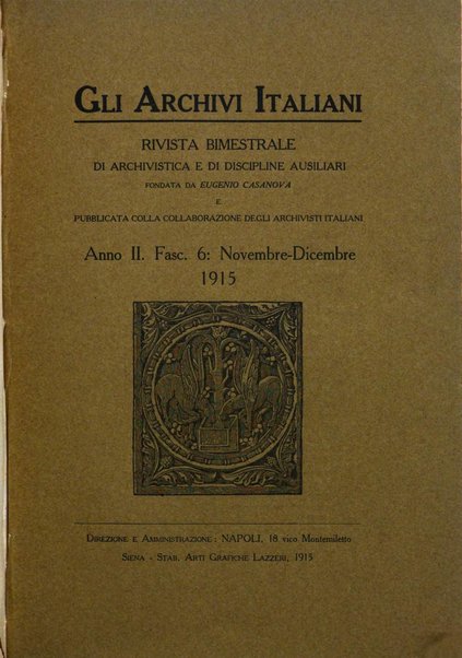 Gli archivi italiani rivista bimestrale di archivistica e di discipline ausiliare