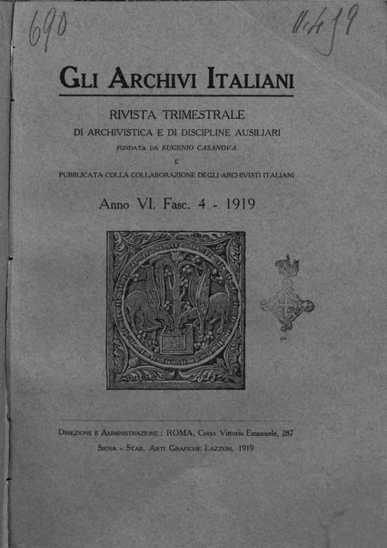 Gli archivi italiani rivista bimestrale di archivistica e di discipline ausiliare