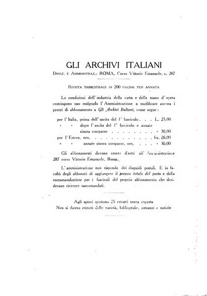 Gli archivi italiani rivista bimestrale di archivistica e di discipline ausiliare