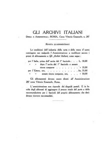 Gli archivi italiani rivista bimestrale di archivistica e di discipline ausiliare