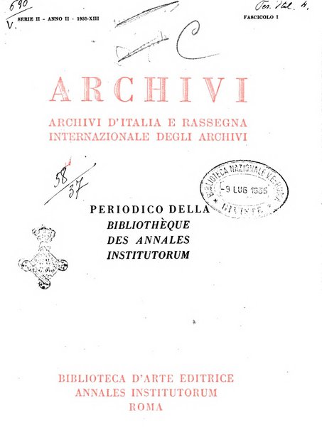 Archivi archivi d'Italia e rassegna internazionale degli archivi