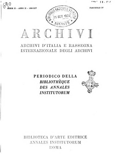 Archivi archivi d'Italia e rassegna internazionale degli archivi