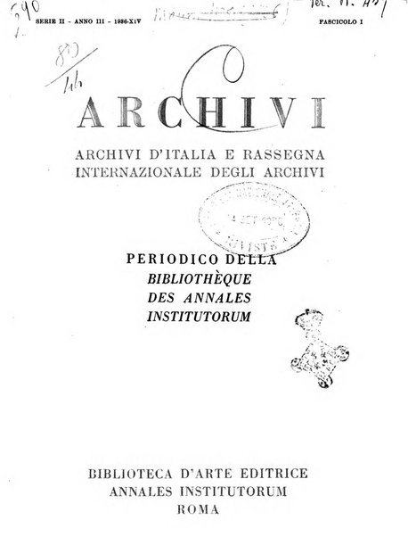 Archivi archivi d'Italia e rassegna internazionale degli archivi