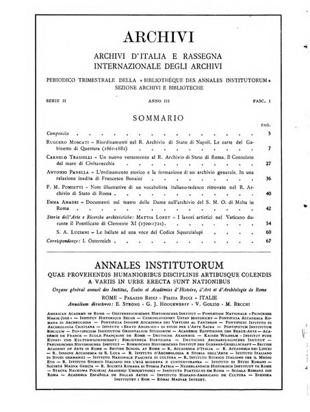 Archivi archivi d'Italia e rassegna internazionale degli archivi