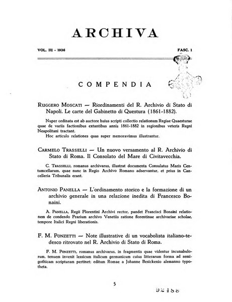 Archivi archivi d'Italia e rassegna internazionale degli archivi