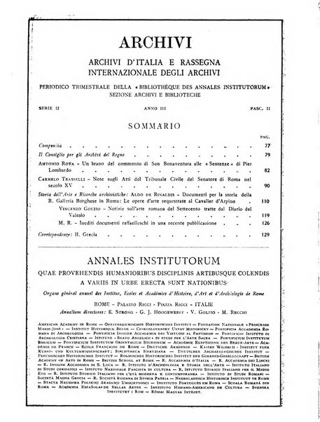 Archivi archivi d'Italia e rassegna internazionale degli archivi