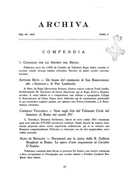 Archivi archivi d'Italia e rassegna internazionale degli archivi