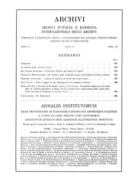 Archivi archivi d'Italia e rassegna internazionale degli archivi