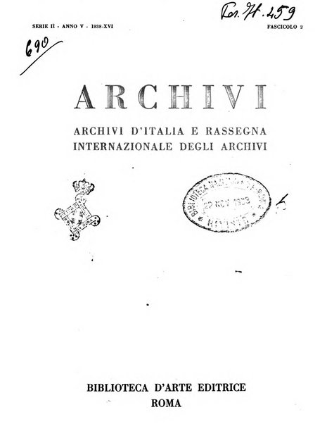 Archivi archivi d'Italia e rassegna internazionale degli archivi