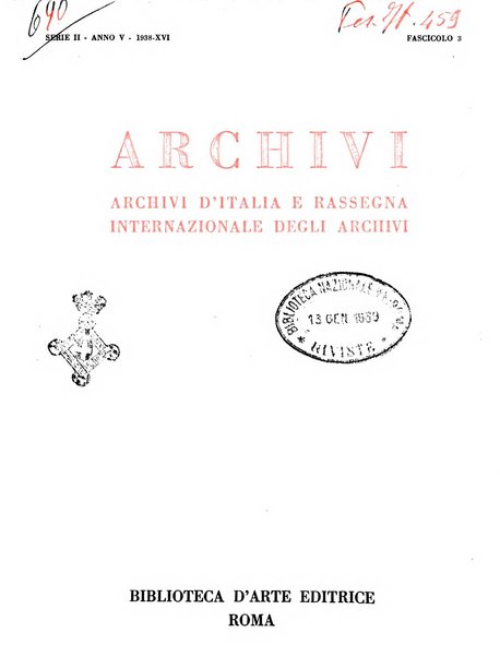 Archivi archivi d'Italia e rassegna internazionale degli archivi