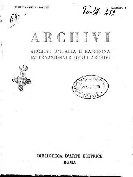 Archivi archivi d'Italia e rassegna internazionale degli archivi