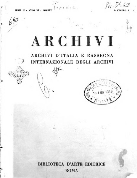 Archivi archivi d'Italia e rassegna internazionale degli archivi