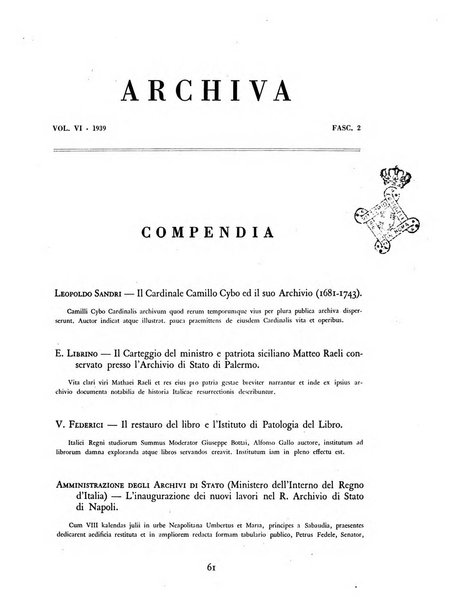 Archivi archivi d'Italia e rassegna internazionale degli archivi