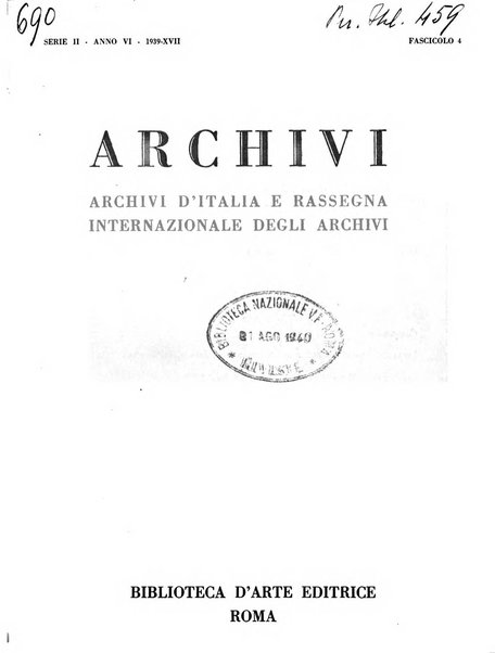 Archivi archivi d'Italia e rassegna internazionale degli archivi