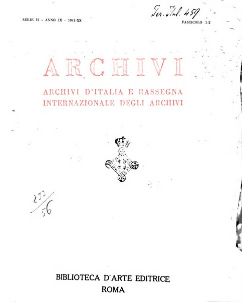 Archivi archivi d'Italia e rassegna internazionale degli archivi