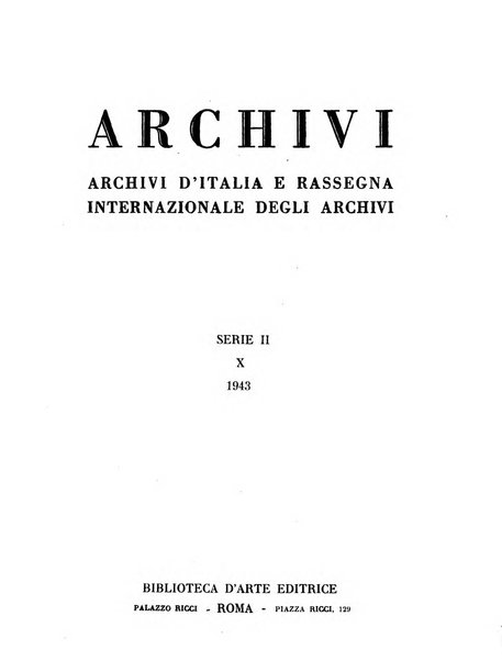 Archivi archivi d'Italia e rassegna internazionale degli archivi