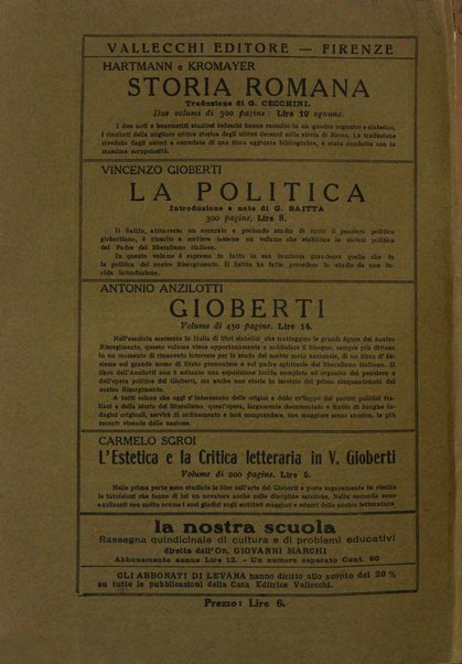 Levana rassegna trimestrale di filosofia dell'educazione e di politica scolastica