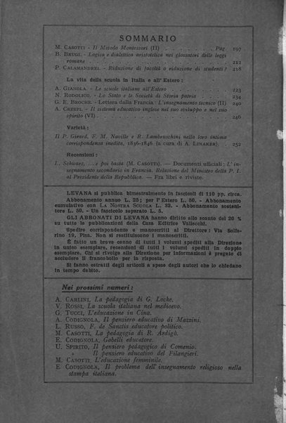 Levana rassegna trimestrale di filosofia dell'educazione e di politica scolastica