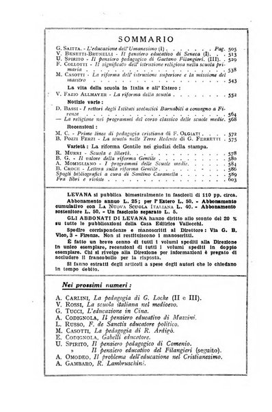 Levana rassegna trimestrale di filosofia dell'educazione e di politica scolastica