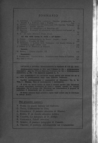 Levana rassegna trimestrale di filosofia dell'educazione e di politica scolastica