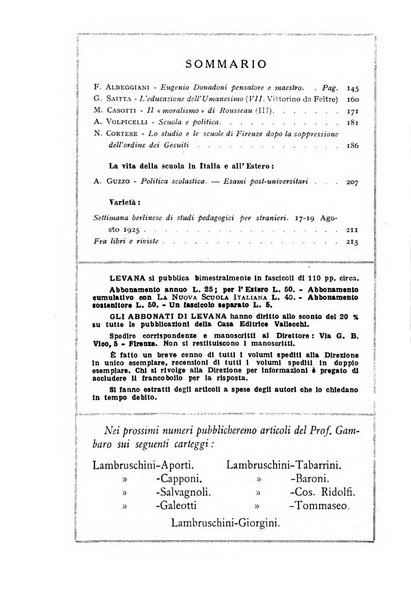 Levana rassegna trimestrale di filosofia dell'educazione e di politica scolastica