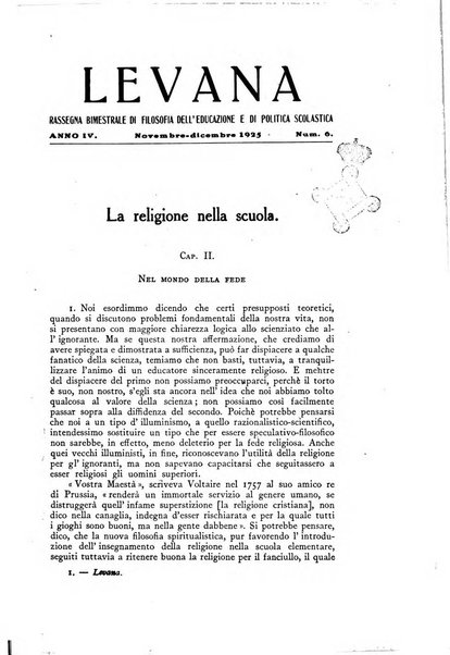 Levana rassegna trimestrale di filosofia dell'educazione e di politica scolastica