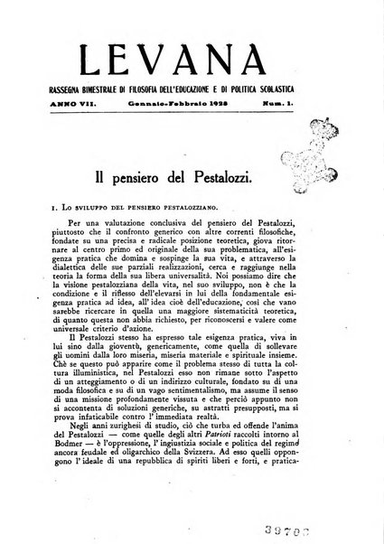 Levana rassegna trimestrale di filosofia dell'educazione e di politica scolastica