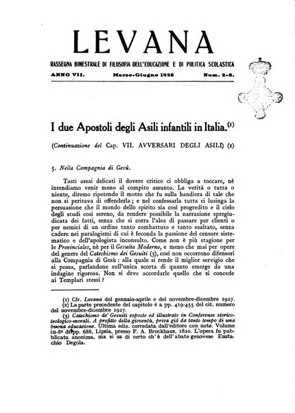 Levana rassegna trimestrale di filosofia dell'educazione e di politica scolastica