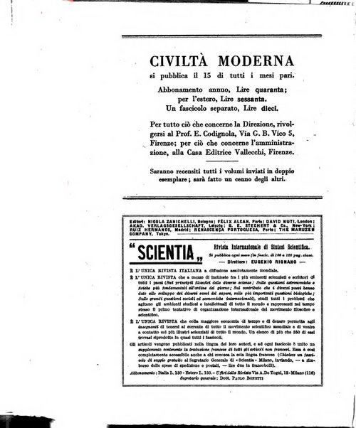 Civiltà moderna rassegna bimestrale di critica storica, letteraria, filosofica