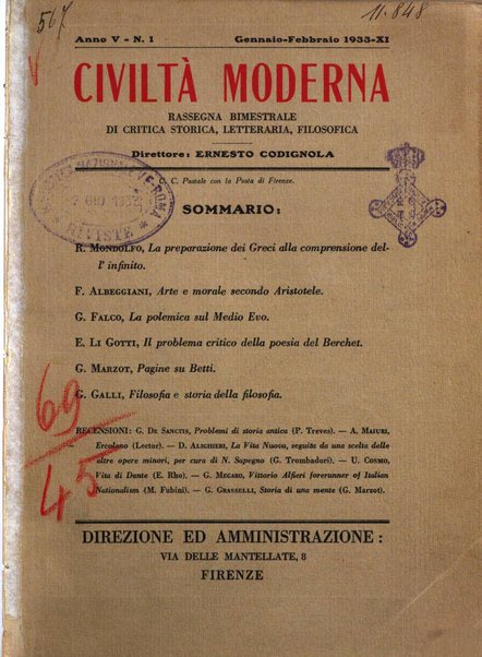 Civiltà moderna rassegna bimestrale di critica storica, letteraria, filosofica