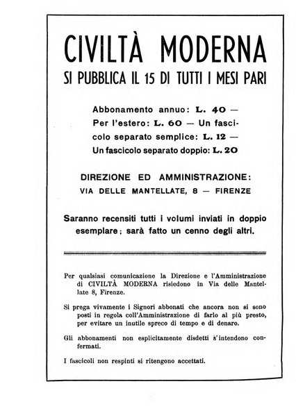 Civiltà moderna rassegna bimestrale di critica storica, letteraria, filosofica