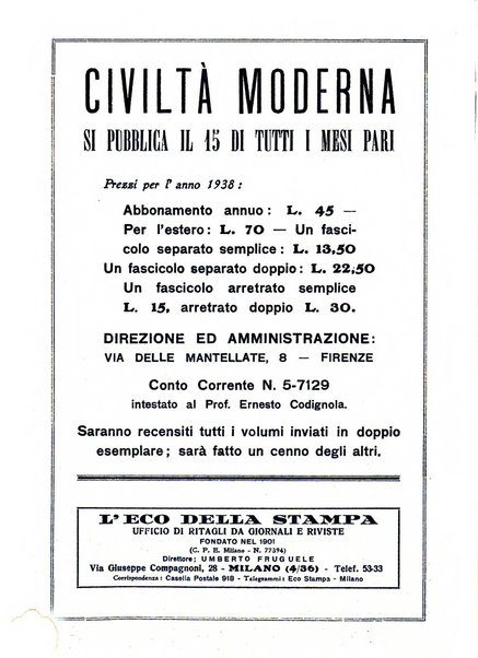 Civiltà moderna rassegna bimestrale di critica storica, letteraria, filosofica