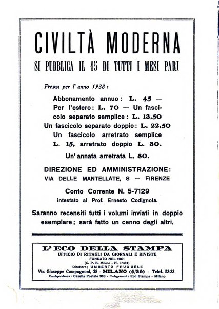 Civiltà moderna rassegna bimestrale di critica storica, letteraria, filosofica