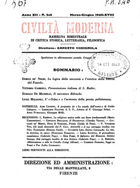 Civiltà moderna rassegna bimestrale di critica storica, letteraria, filosofica