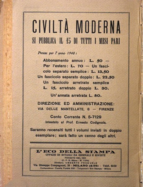 Civiltà moderna rassegna bimestrale di critica storica, letteraria, filosofica