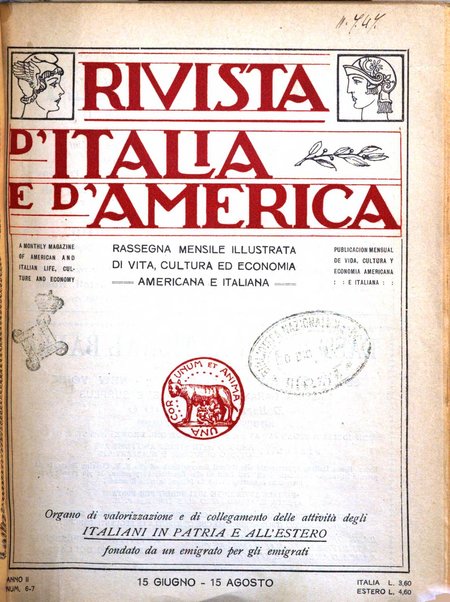 Rivista d'Italia e d'America rassegna mensile illustrata per la valorizzazione degli italiani all'estero ...