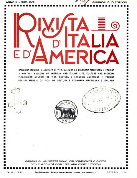 Rivista d'Italia e d'America rassegna mensile illustrata per la valorizzazione degli italiani all'estero ...