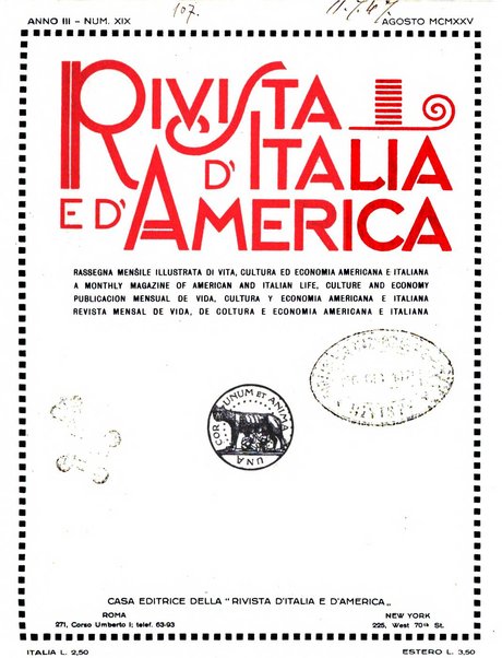 Rivista d'Italia e d'America rassegna mensile illustrata per la valorizzazione degli italiani all'estero ...