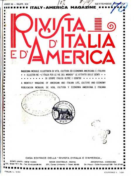 Rivista d'Italia e d'America rassegna mensile illustrata per la valorizzazione degli italiani all'estero ...