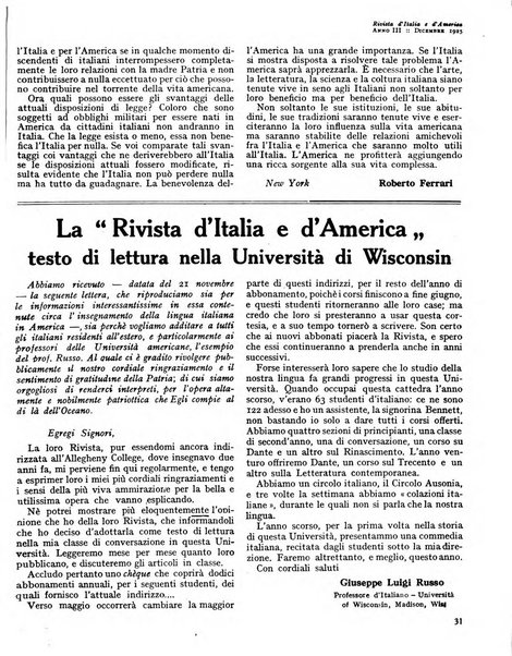 Rivista d'Italia e d'America rassegna mensile illustrata per la valorizzazione degli italiani all'estero ...