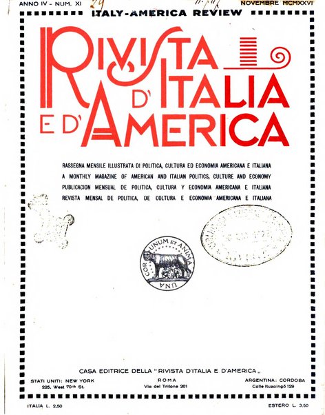 Rivista d'Italia e d'America rassegna mensile illustrata per la valorizzazione degli italiani all'estero ...