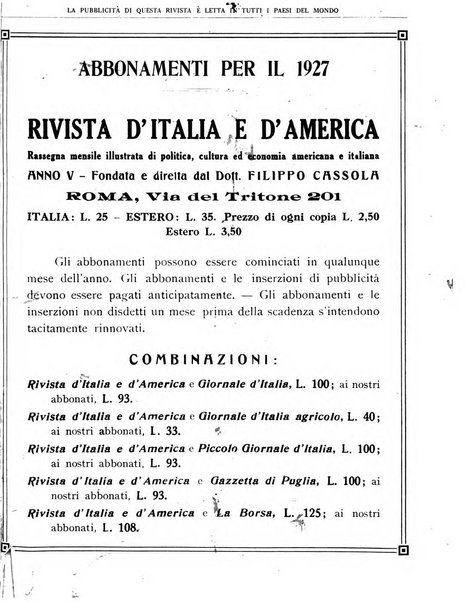 Rivista d'Italia e d'America rassegna mensile illustrata per la valorizzazione degli italiani all'estero ...