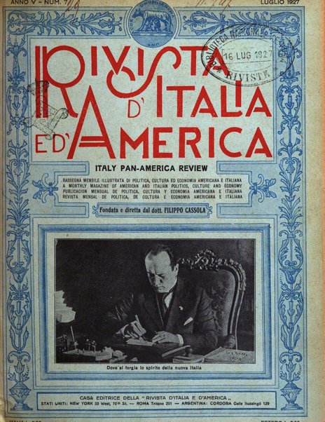 Rivista d'Italia e d'America rassegna mensile illustrata per la valorizzazione degli italiani all'estero ...