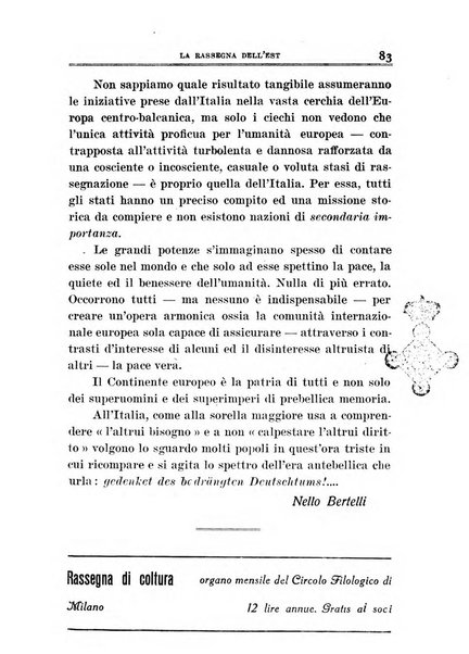 La rassegna dell'Est