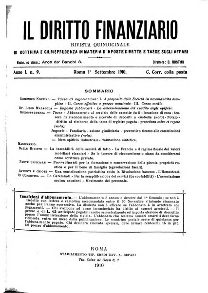 Il diritto finanziario rivista quindicinale di dottrina e giurisprudenza in materia d'imposte dirette e tasse sugli affari