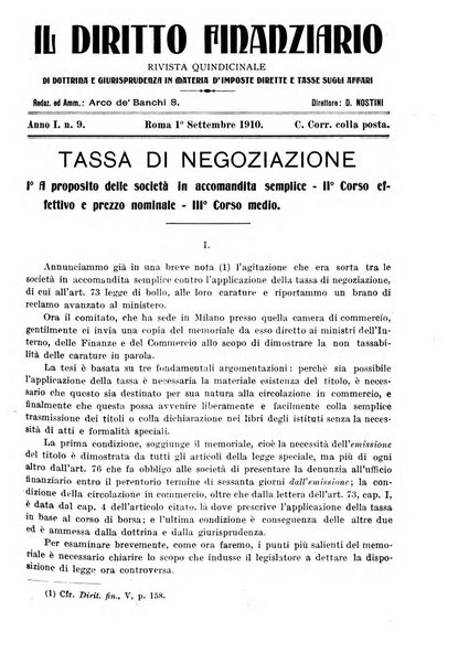 Il diritto finanziario rivista quindicinale di dottrina e giurisprudenza in materia d'imposte dirette e tasse sugli affari