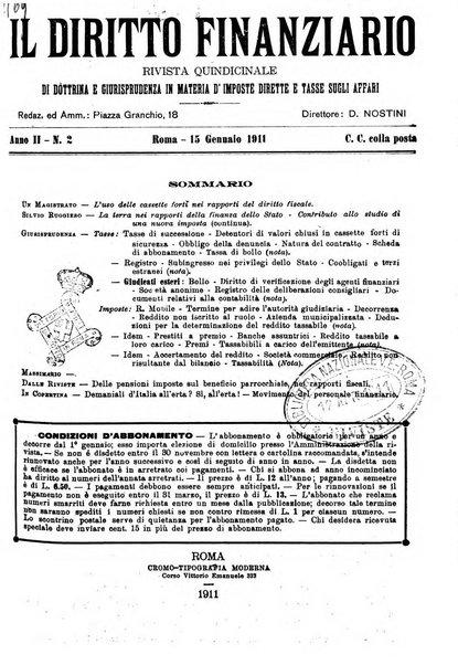 Il diritto finanziario rivista quindicinale di dottrina e giurisprudenza in materia d'imposte dirette e tasse sugli affari