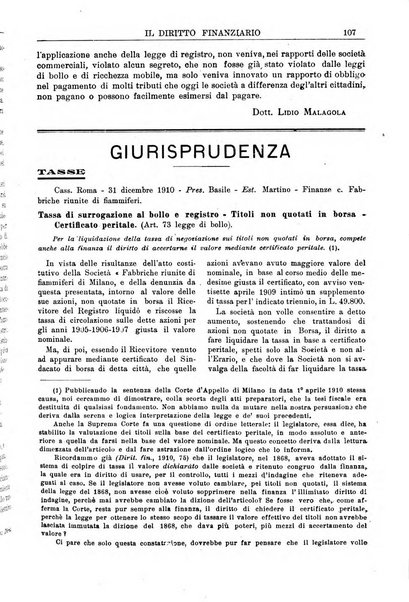 Il diritto finanziario rivista quindicinale di dottrina e giurisprudenza in materia d'imposte dirette e tasse sugli affari