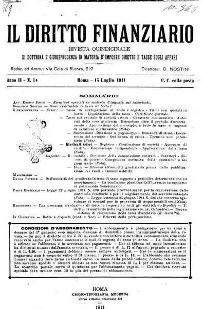 Il diritto finanziario rivista quindicinale di dottrina e giurisprudenza in materia d'imposte dirette e tasse sugli affari