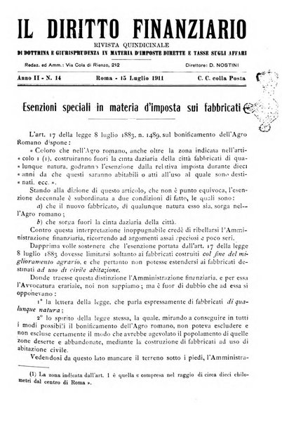 Il diritto finanziario rivista quindicinale di dottrina e giurisprudenza in materia d'imposte dirette e tasse sugli affari